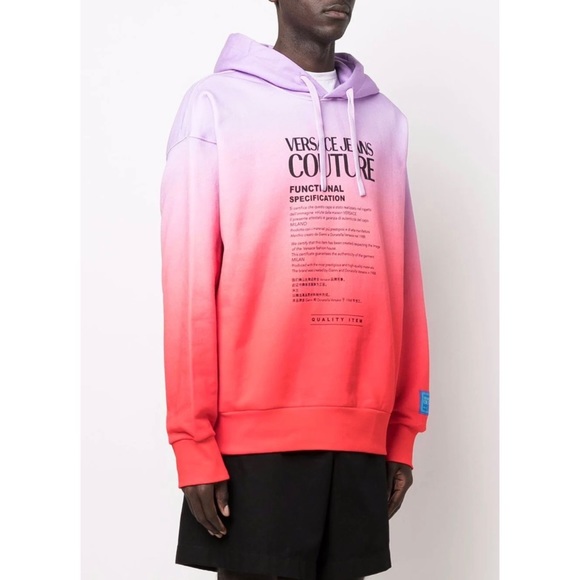 NWT VERSACE JEANS COUTURE Logo-print Gradient Hoodie - Picture 4 of 11